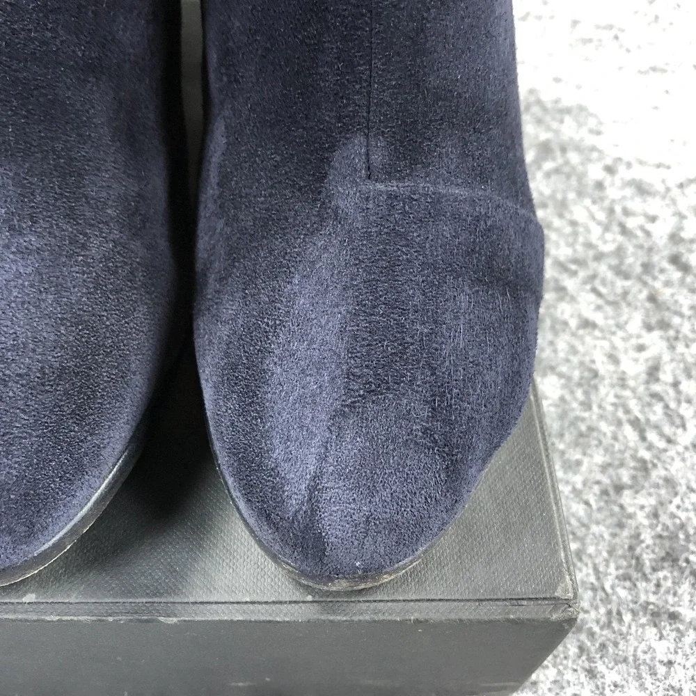 Rag & Bone Newbury 2.0 Boots Womens 9 Navy Suede Ankle Zip Block Heel Casual